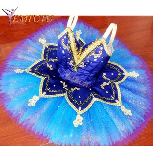 Adult Le Corsaire professional ballet tutu Blue Women performance pancake tutus Blue Bird ballet stage costume Custom Made