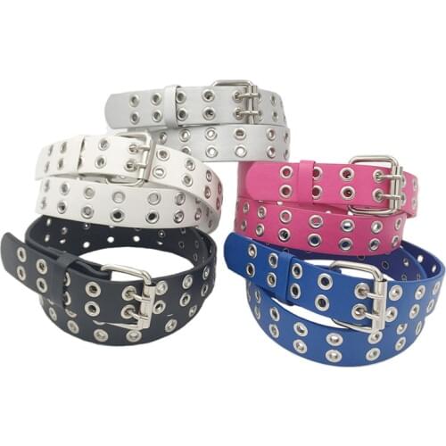 Fashion Children Kids Solid Color Belt Unisex Hollow Out Small Holes Belts Boys Girls Faux Leather pants Belt Adjustable N935