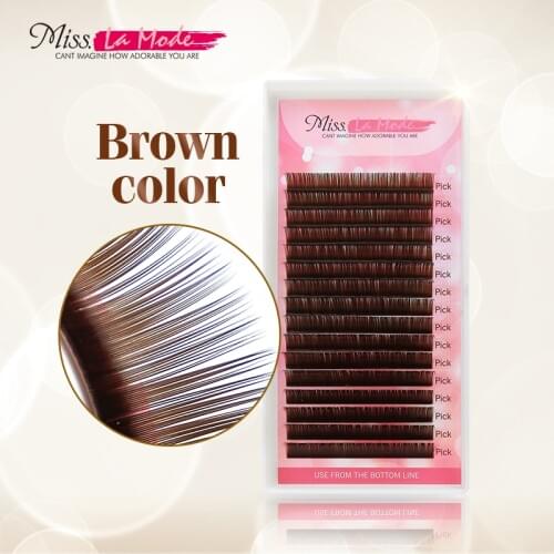 Misslamode Dark Brown Eyelash Extension Mink Eyelashes Soft Russian Volume Fake Lashes Color Natural Lashes 0.07thickness Makeup