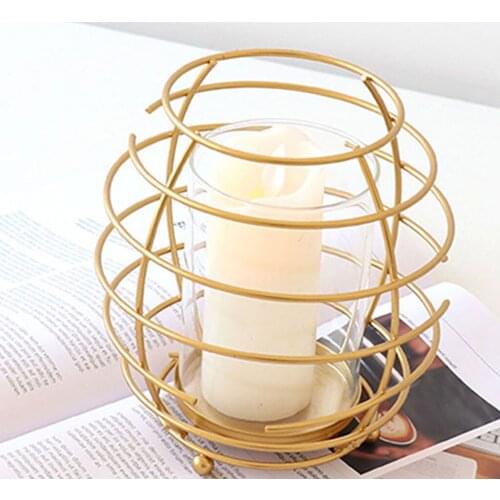 Romantic 16cm Iron Candle Holder Geometric Candlestick Wedding Centerpiece Decor