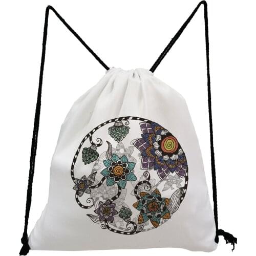 Geometry Floral Print Backpack Simple Creativity Drawstring Bags Preppy Style Book Bag High Capacity Shoe Bag to School Book Bag