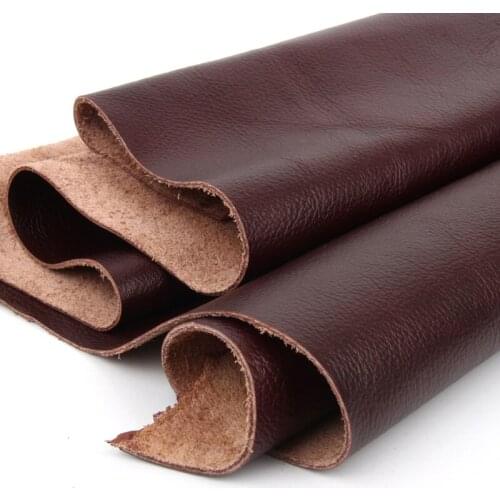 Red wine Thin Cowhide 0.9mm Leather Seat Top Layer lychee Leather Fabric Cowhide Cut DIY For Leather Craft Sewing Accessories