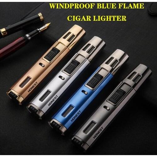 Windproof Torch Butane Lighter Refillable Gas Lighters Double Flame BBQ Outdoor Camping Tools Gadgets for Men Dropship Suppliers
