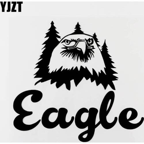 YJZT 16CM×14.8CM Beautiful Eagle Head And Palm Silhouette Vinyl Car Sticker Decals 8C-0450