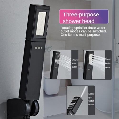 3 Function Rotation Black Matted Highpressure Shower Head Bathroom Mist Rainfall Spray Watersaving Handheld Bathroom Accessories