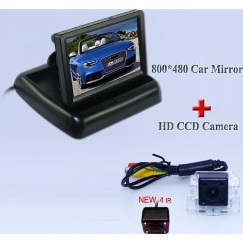 High-quality set car parking camera 170 angle IR light+4.3" Foldable car monitor for car reversign for MITSUBISHI OUTLANDER