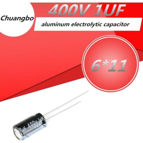 20PCS Higt quality 400V1UF 6*11mm 1UF 400V 6*11 aluminum electrolytic capacitor