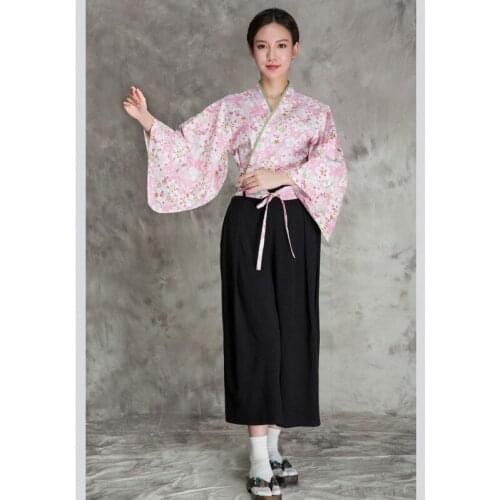 Japanese cuisine Chef jacket Sushi Uniform Chef clothing Women Japanese kimono set Summer Waiter