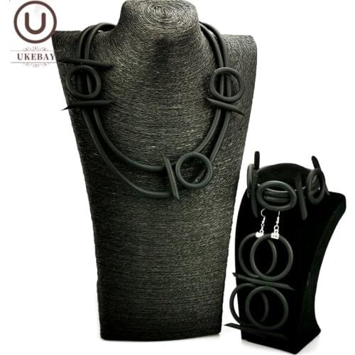 UKEBAY New Punk Jewelry Set Handmade Rubber Jewelry For Women Gothic Designer Party Accessories Necklace Bangles Earrings A Set