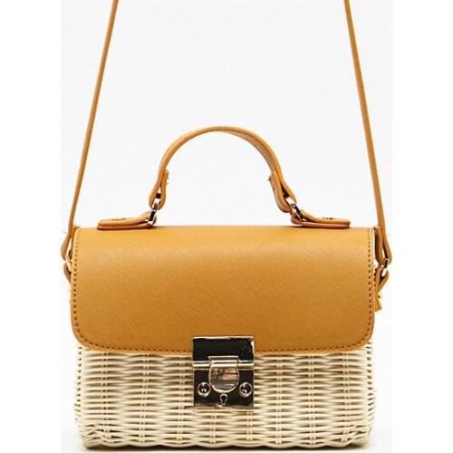 Women Straw Woven Shoulder Bag Flap Crossbody Beach Bag Ladies Hand Bags
