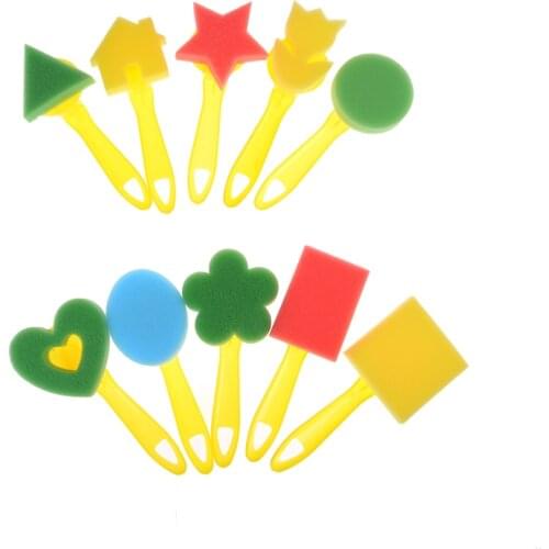 1Pc Handle Sponge Paint Brush Seal Sponge Brush Childrens Painting Tool Graffiti Kids DIY Doodle Drawing Toys Patterns Random