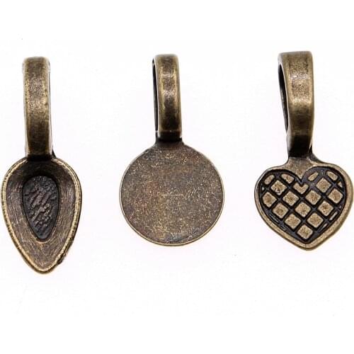 20pcs Beads Bail For Jewelry Making DIY Jewelry Findings Accessories Antique Bronze Plated Glue On Bail Charms