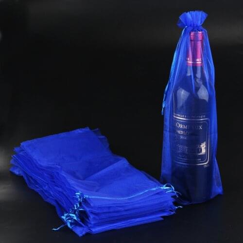 20pcs Sheer Organza Wine Bottle Cover Wrap Gift Bags Christmas Xmas Party Decorations Organizer Bag Wine Bottle Cover