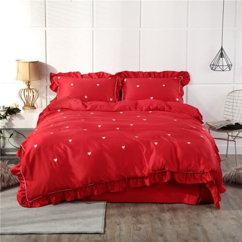 2018 new Cotton Satin Embroidery Bedding set Queen/King Size 4Pcs Luxury Bed set Duvet Cover Bedsheet Pillowcase