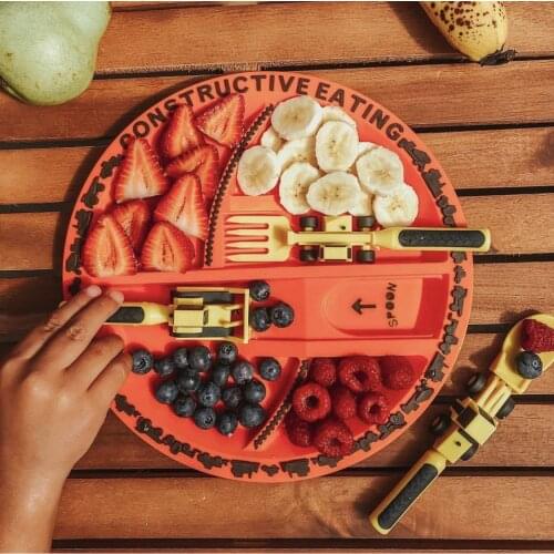 3pcs/set Childrens Cutlery Set Cycling Bulldozer Excavator Shovel New Creative Style Spoons Fork for Kitchen Children Tableware