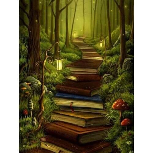 5d Diamond Painting Full Round Square Book Streetlight Stairs Landscape Diamond Embroidery Rhinestones Mosaic Home Decor GJ210