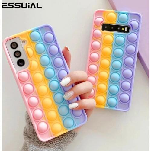 Reliver Stress Bubble Phone Case For Samsung S21 S20 S10 S9 Plus A51 A71 A31 A50 A70 A52 A72 A02S A12 Note 20 10 9 Rainbow Cover