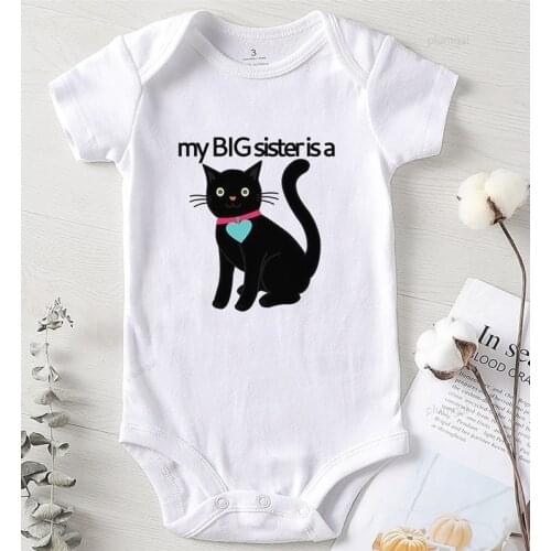 Children Jumpsuits Infant Boy Winter Clothes Baby Girl Bodysuits new born Boys Costume Infant Outfits Cat Print Big Sister