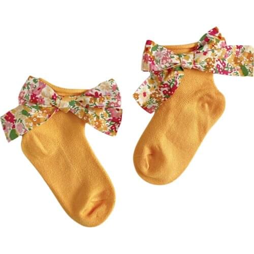 Baby Newborn Girls Princess Bow Knot Socks Autumn Winter Infant Toddler Anti Slip Cotton Cute Socks 0-2Y