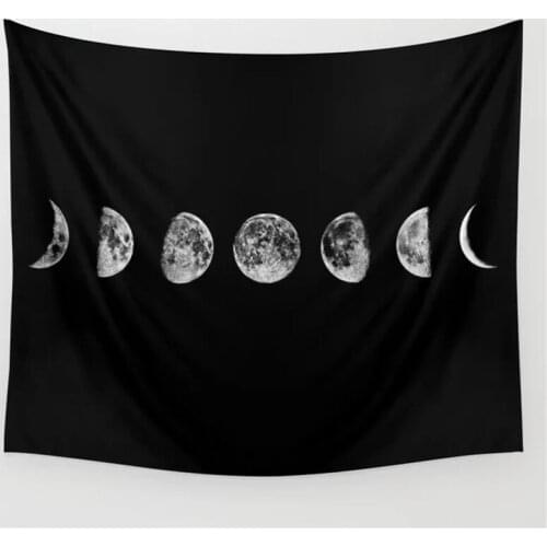Moon Phase Tapestry Wall Hanging Tarot Moon Wall Tapestry Black Celestial Tapestries Hippie Psychedelic Dorm Decor Small Size