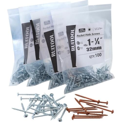Pocket Hole Screws #2 Square Drive Self-tapping Screws Coarse Washer Head Screws for Pocket Hole Jig