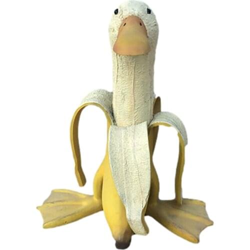 Creative Banana Duck Statue Cute Peeled Banana Duck Figurines Ornaments Garden Decorations Resin Desktop Ornaments Gently