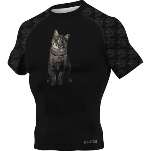 Mens Grey cat Short Sleeve Training Tees