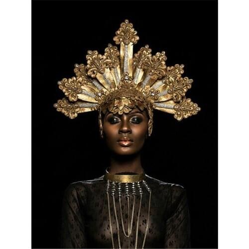 Black And Gold Woman DIY Embroidery 11CT Cross Stitch Kits Needlework Craft Set Cotton Thread Printed Canvas Dropshipping