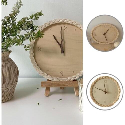 Wall Mounted Sturdy Braid Frame Wall Hanging Clock Decor for Living Room