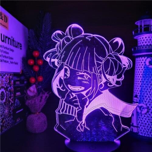 My Hero Academia 3d Anime LED Himiko Toga Night Light Decor Home Cross My Body Boku no Hero Academia Action Figma All Might Lamp