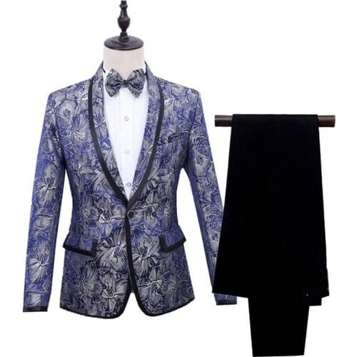 2020 Latest Mans Suits For Wedding Tuxedos Formal Business Suits Party Suit Prom Dresses Two Pieces Printed Suit(Jacket+Pants)