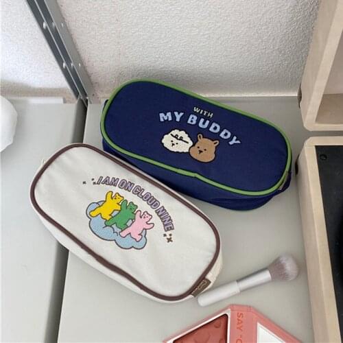 Bentoy Milkjoy Student School Pencil Bag Kawaii Bear Japan Korea Fashion Large Capacity Cute Pen Box Girls Cosmetic Cases Holder