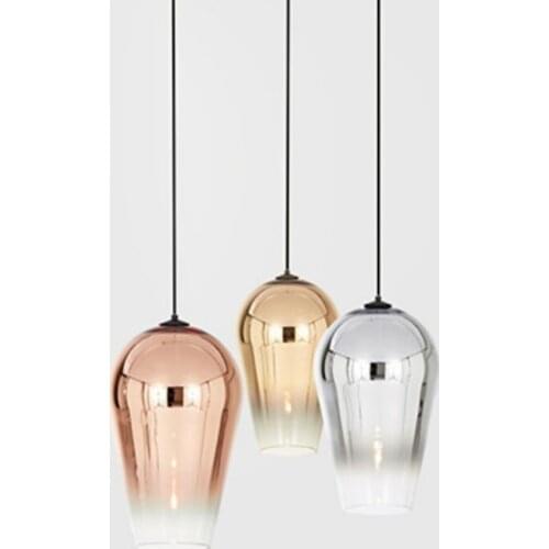 Postmodernism Cup Shape Pendant Lights Electroplate Glass Lamp Shade Bar Design Lighting Kitchen Dining Room Hanging Lamps LED