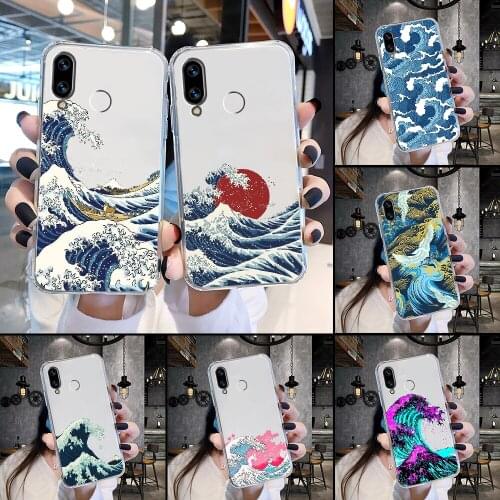 Wave Art japan aesthetic Phone Case Transparent For Huawei Honor 6 7 8 9 10 10i 20 A C X Lite Pro Play transparent trend prime