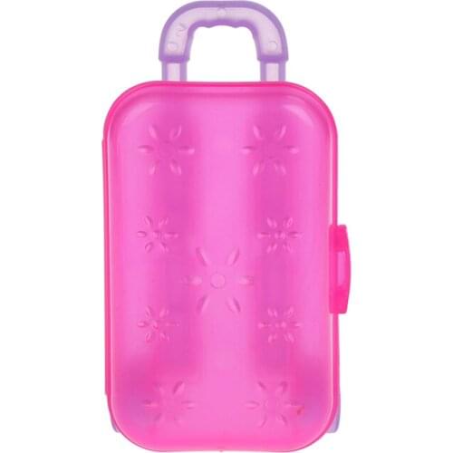 Trunk Luggage Box Fashion Transparent Travel Suitcase For 43cm 18 Inch Girl Dolls Pretend Toy Gift For Children 11.5g