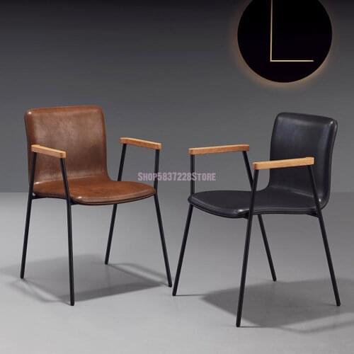 Nordic Modern Simple Back Office Chair Company Leisure Dining Chair Iron Computer Chair Armrest Office Chair