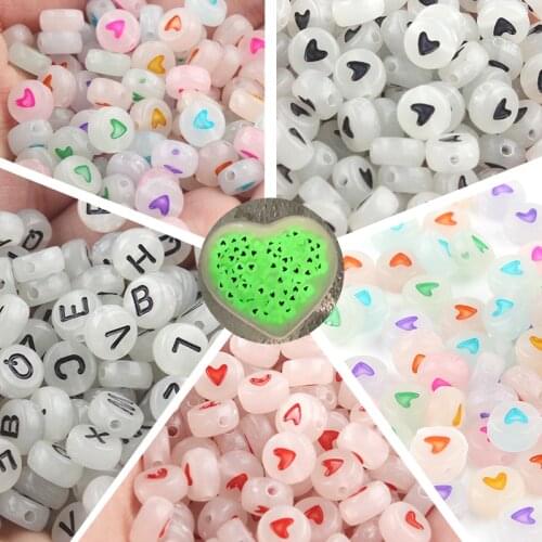 Mixed Digital Letter Acrylic Beads Luminous Round Flat Cube Loose Spacer For Jewelry Making Handmade Diy Bracelet Necklace 4*7mm