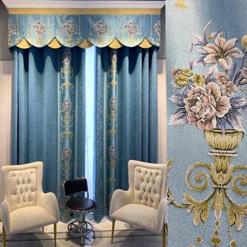 Light luxury atmosphere curtain simple European luxury living room bedroom French window shade embroidered curtain cloth