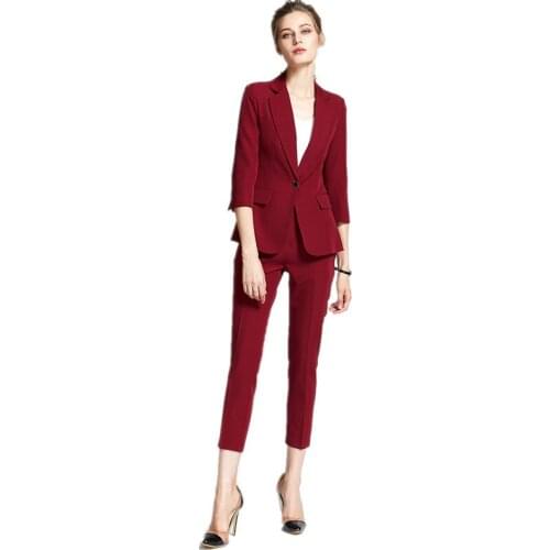 Burgundy Women PantSuits Women Suits Plus Size Custom Made Ladies Pantsuit Blazer+Pants for Work Pantsuit Wedding Party