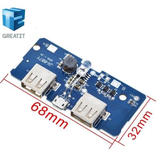 18650 Dual Micro USB 3.7V to 5V 2A Boost Mobile Power Bank DIY 18650 Lithium Battery Charger PCB Board Step Up Module With Led
