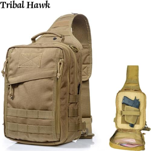 Military Bag Tactical Molle Assault Shoulder Chest Bag Men Can Be Loaded Pistol Hunting Camping Hiking Camo EDC Single Backpack