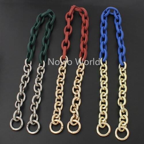 1-5pcs 9 colors 120cm Resin Long Shoulder Strap Chain Metal Clasps Rings For Female Leather Bag Purse Top Handle Chains