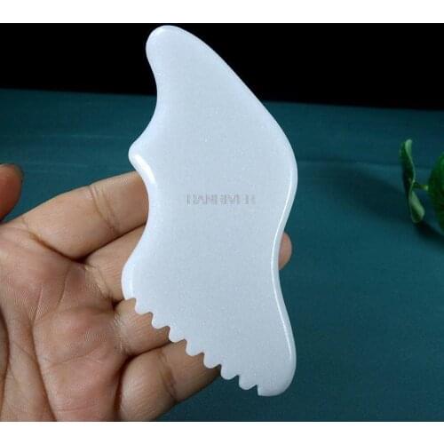 1Pcs Gouache Scraper White Jade Gua Sha Board Natural Stone Scraping Massage Tool For Body and Face Relaxation Detox Beauty Care