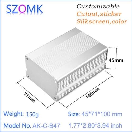 10 pcs, 45*71*100mm anodizing aluminum electronics outlet enclosure outdoor aluminum case house design distribution pcb diy box