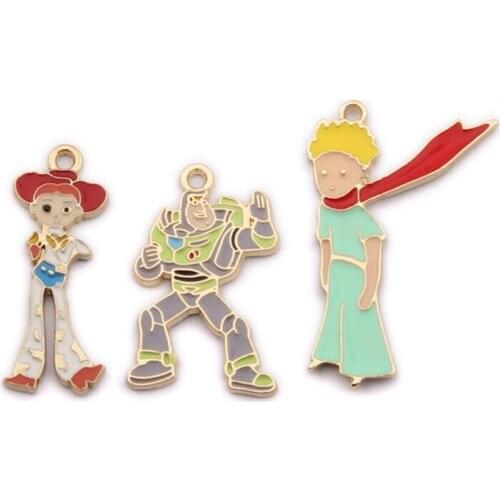 10Pcs/lot Cute Cartoon little Prince Enamel Charms for Earring Pendant DIY Colorful Mini Charm Handmade Jewelry Making