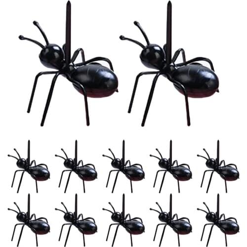 12 Pieces Kitchen Tools Fort Set Food Fruit Ant Toothpick Tableware Table Black Decoration Mini Kitchen Utensil Home Ants Forks