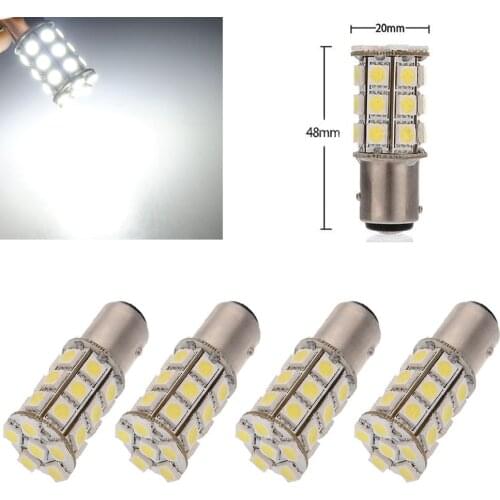4pcs/set 1157 BAY15D P21/5W White 5050 27LED Reverse Backup Tail Brake Light Bulb
