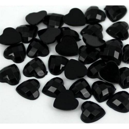 8-30MM DIY Bling Black Heart Shape Lattice Faceted Acrylic Rhinestone Flatback Acrylic Stone for Hand Craft Art Decoration