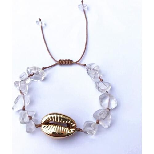 Bohemian White Crystal Bracelet Gold color Shell Size Adjustable Friendship Bangle 2020 Fashion Stackable Bracelet Women gifts