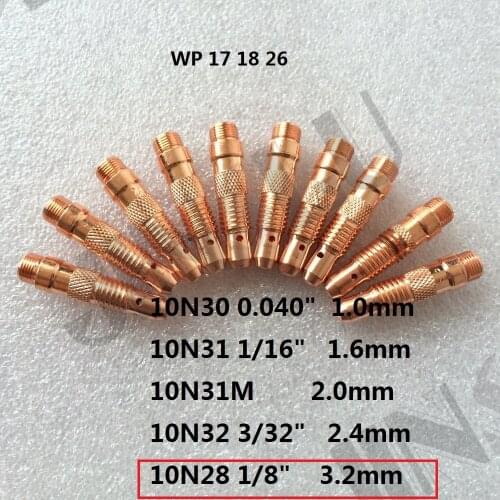 10PCS 10N28 3.2mm collet body welding consumable for wp 17 18 26 tig welding torch
